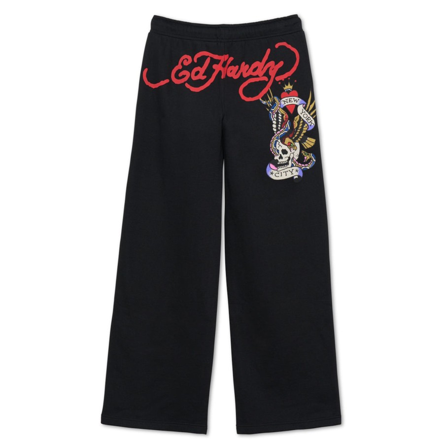 Women Ed Hardy | Nyc Skull Flare Sweatpants Black