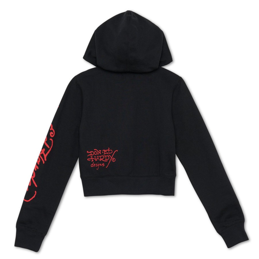 Women Ed Hardy | Nyc Skull Cropped Hoodie Black