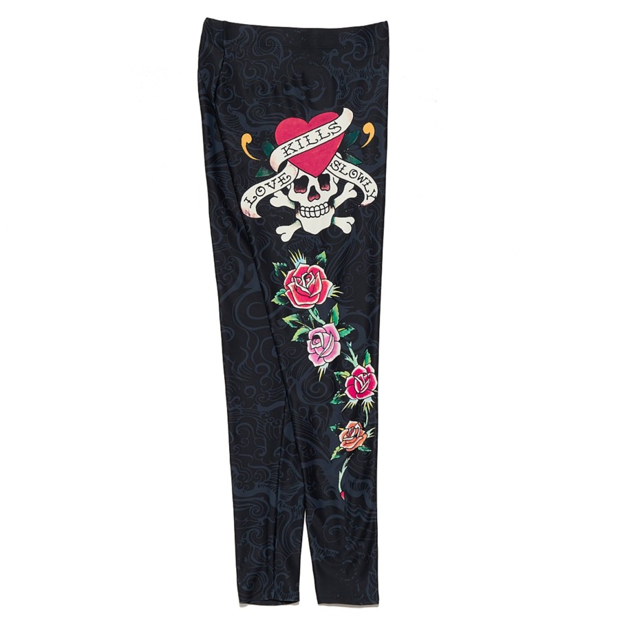 Women Ed Hardy | Y2K Tattoo Legging Tattoo Black