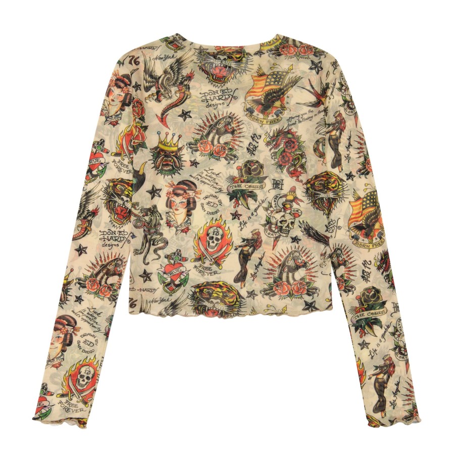 Women Ed Hardy | Mesh Flashboard Long Sleeve Multi