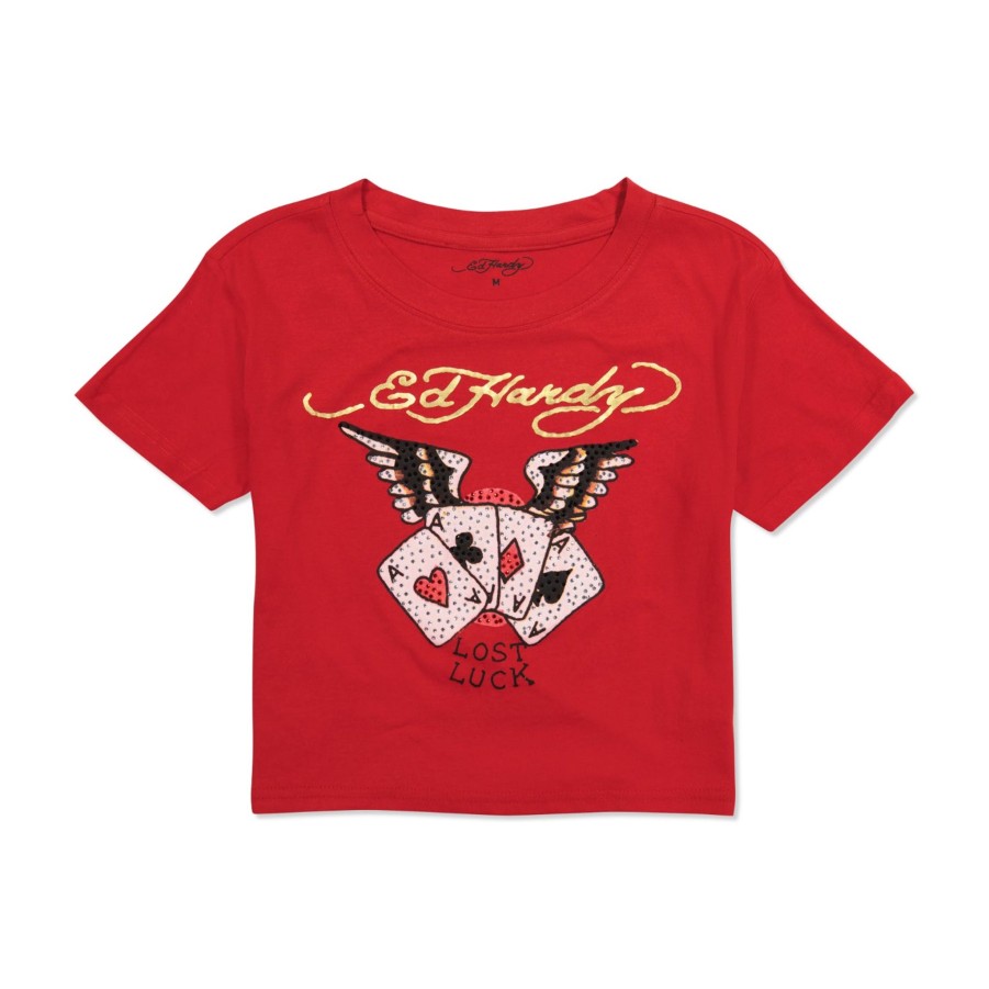 Baby Ed Hardy | Rhinestone Aces Baby Tee Cherry