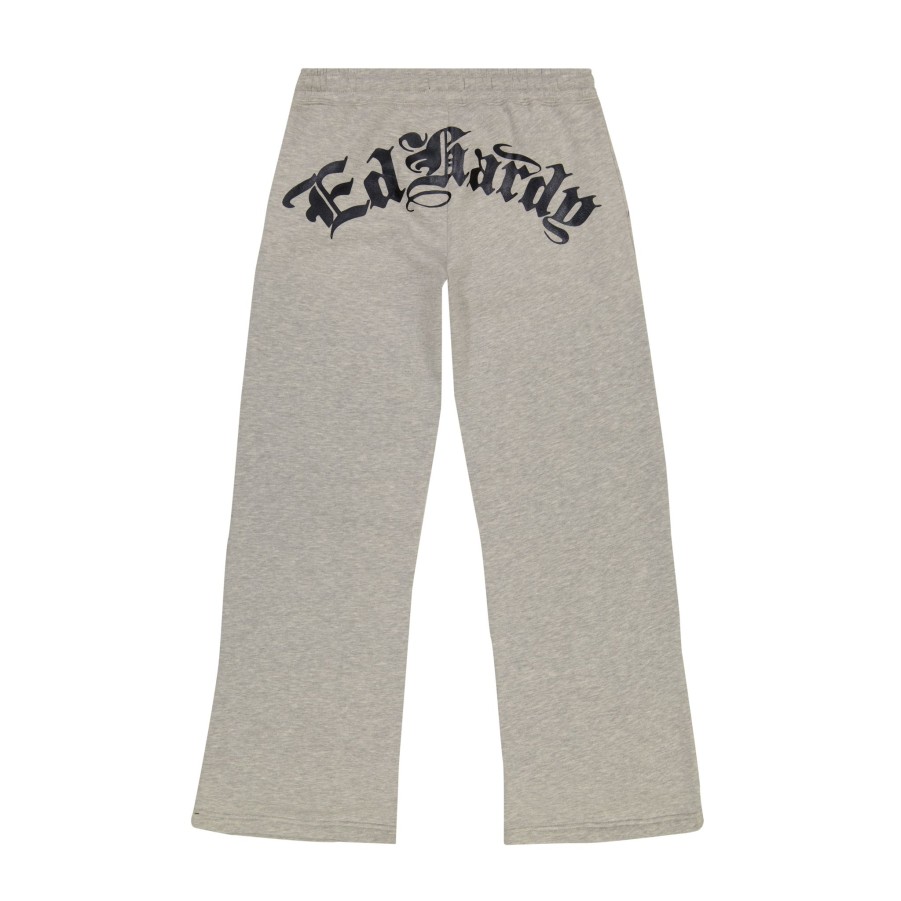 Women Ed Hardy | Heart Roses Flared Sweatpant Heather Grey