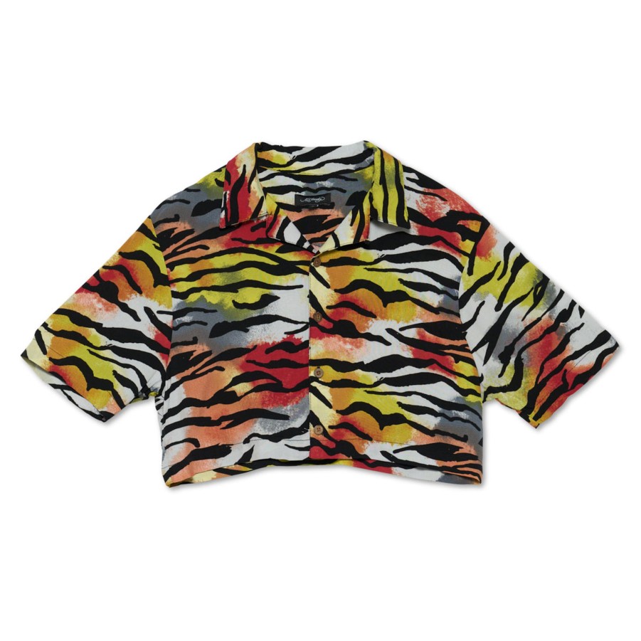 Women Ed Hardy | Cropped Camp Shirt Tiger