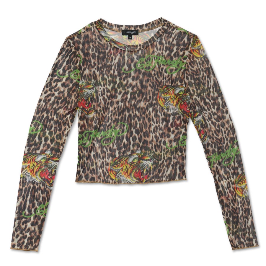 Women Ed Hardy | Power Mesh Tiger L/S Leopard