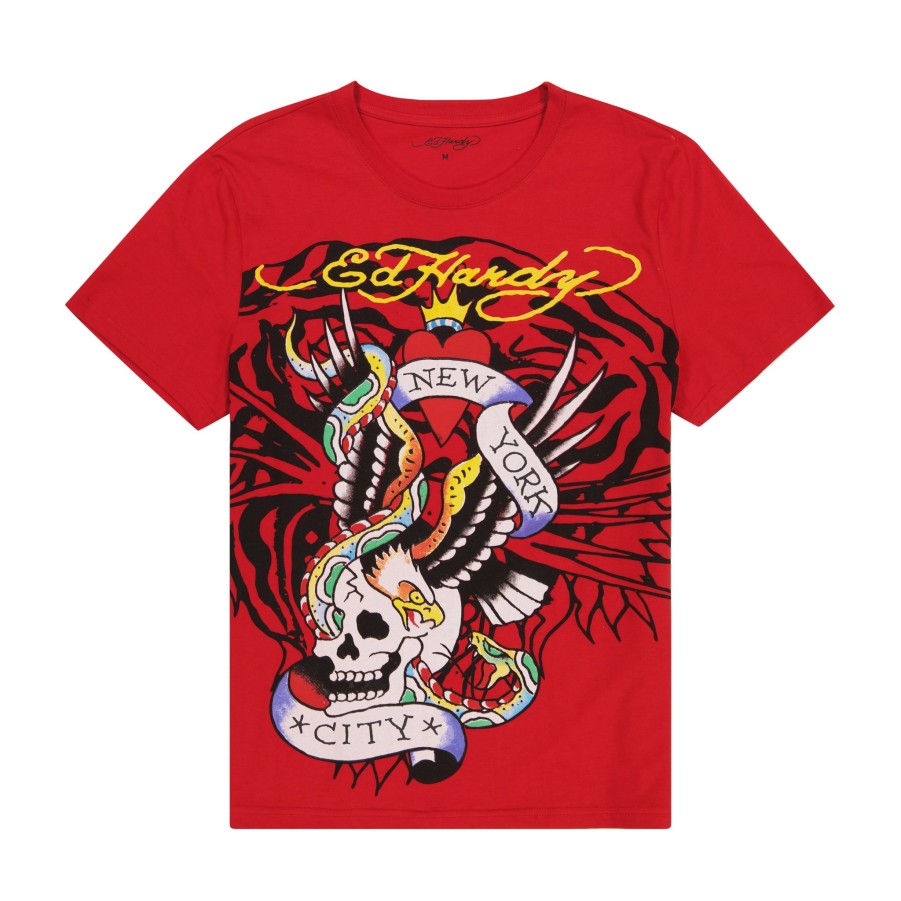 Men Ed Hardy | Tiger Nyc Eagle Tee Red