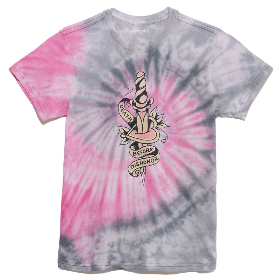 Women Ed Hardy | Womens "Dbd Dagger" Boyfriend Tee Pink Td