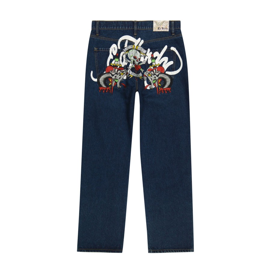 Men Ed Hardy | Skull Snakes Loose Fit Jean Indigo Rinse