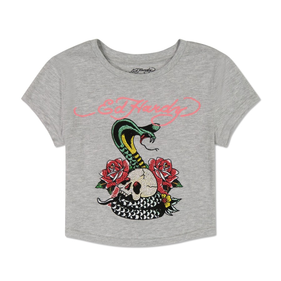 Baby Ed Hardy | Rose Cobra Baby Tee Heather Grey