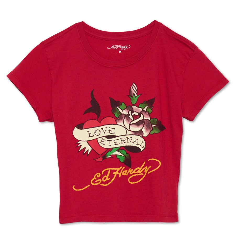 Women Ed Hardy | Eternal Love Y2K Tee Cherry