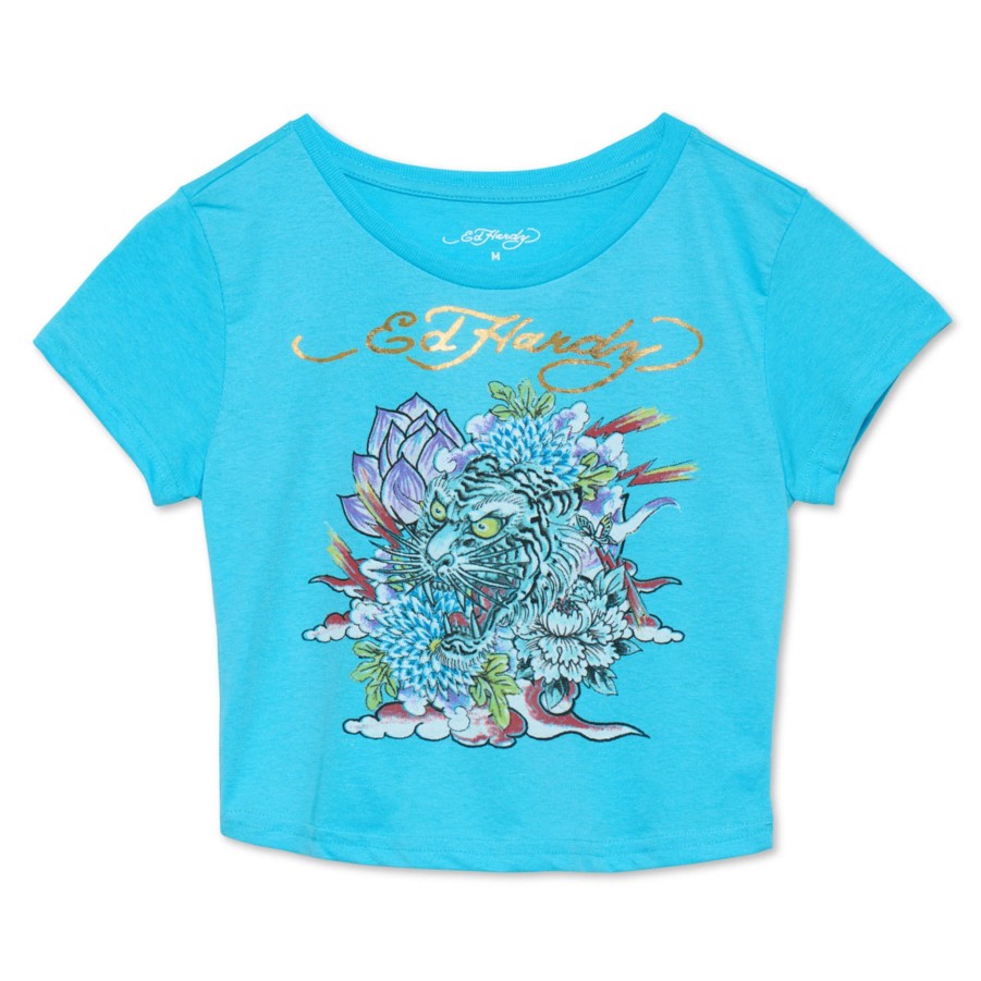 Baby Ed Hardy | Floral Tiger Baby Tee Aqua