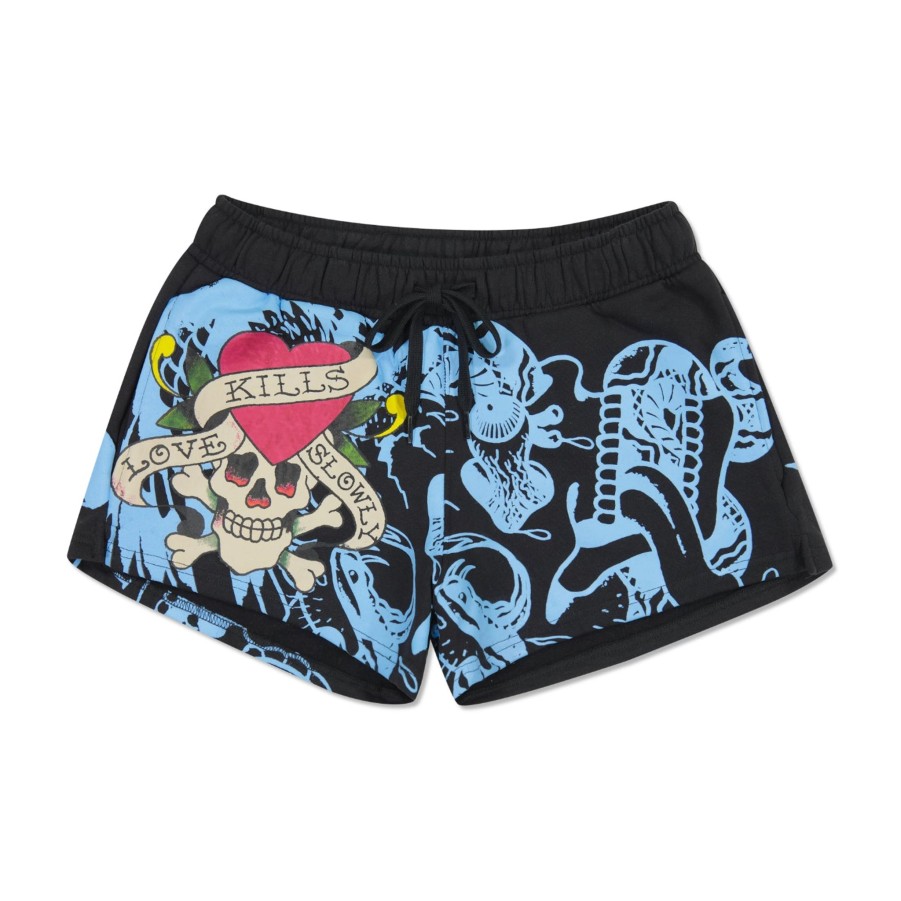 Women Ed Hardy | Nyc Skull Fleece Sweatshort Black