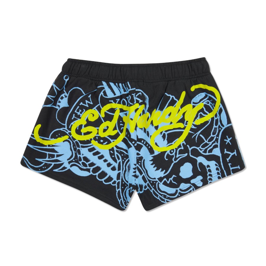 Women Ed Hardy | Nyc Skull Fleece Sweatshort Black