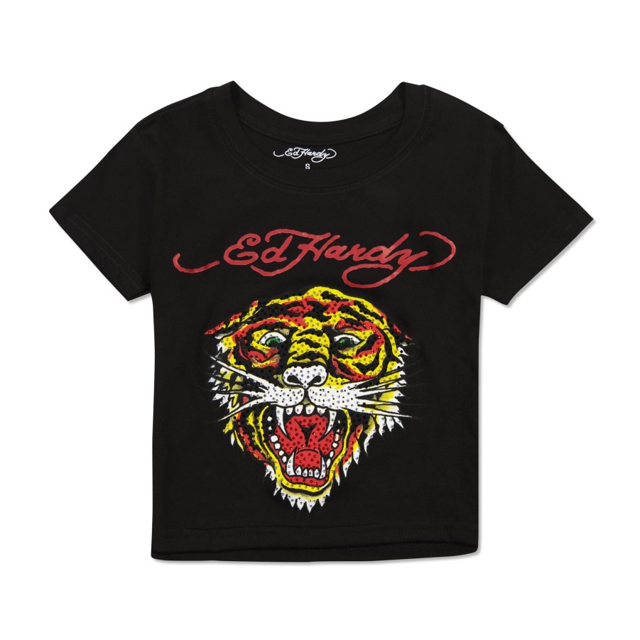 Baby Ed Hardy | Rhinestone Tiger Heart Baby Tee Black