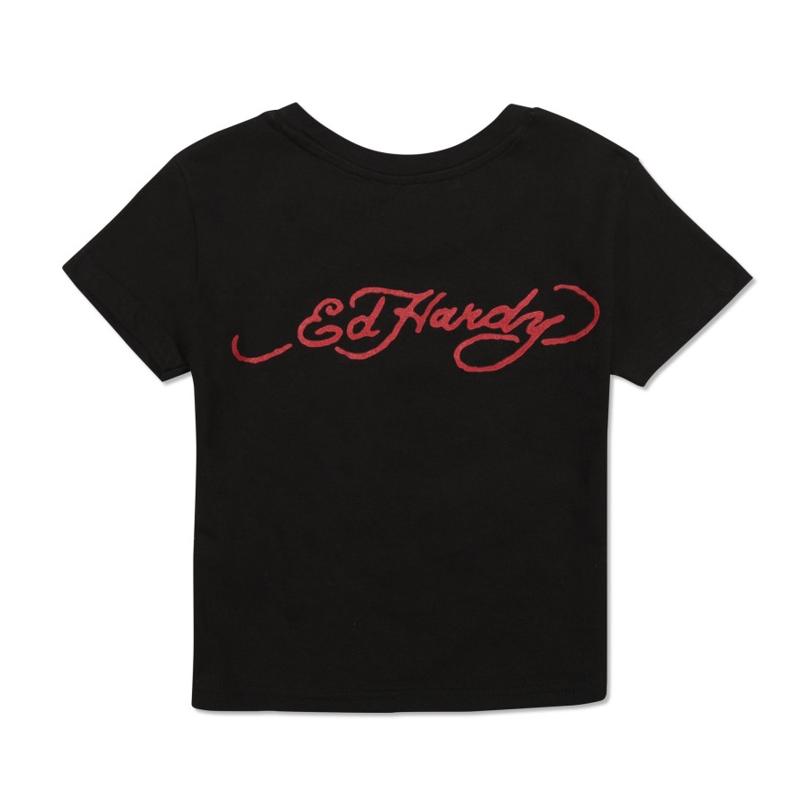 Baby Ed Hardy | Rhinestone Tiger Heart Baby Tee Black