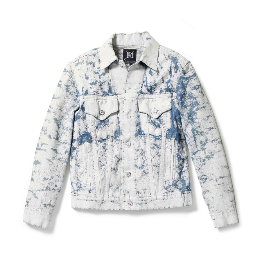 Men Ed Hardy | Skull Dagger Painted Denim Jacket White