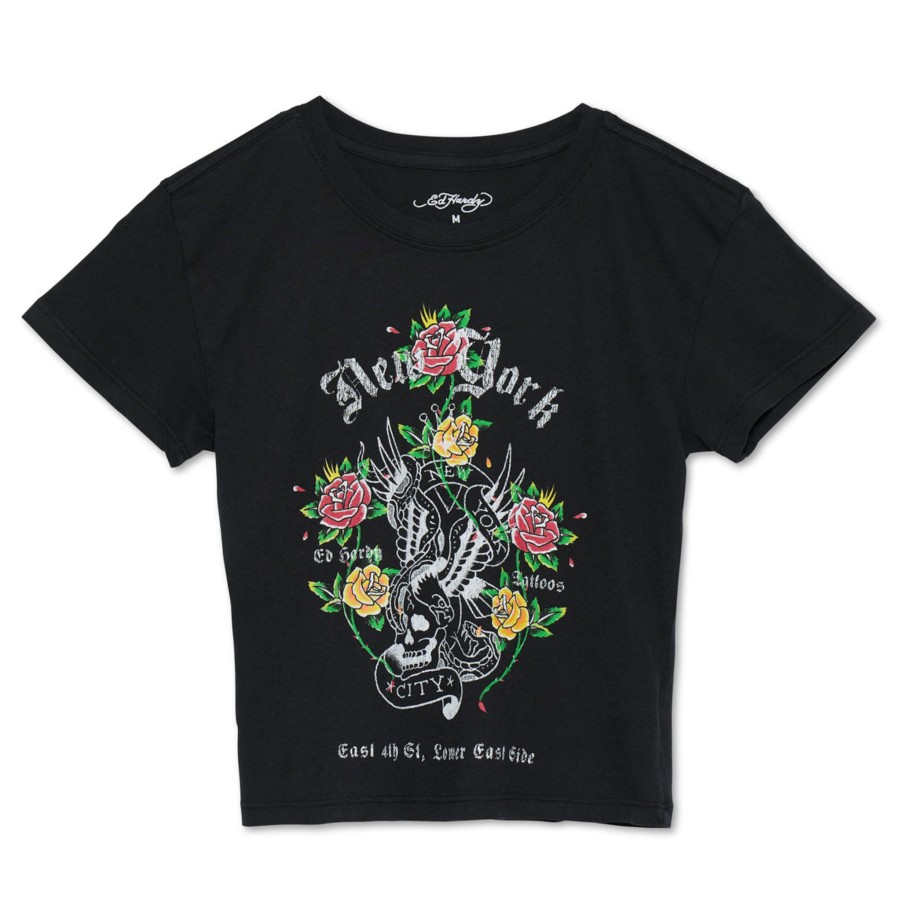 Women Ed Hardy | Nyc Eagle Y2K Tee Black