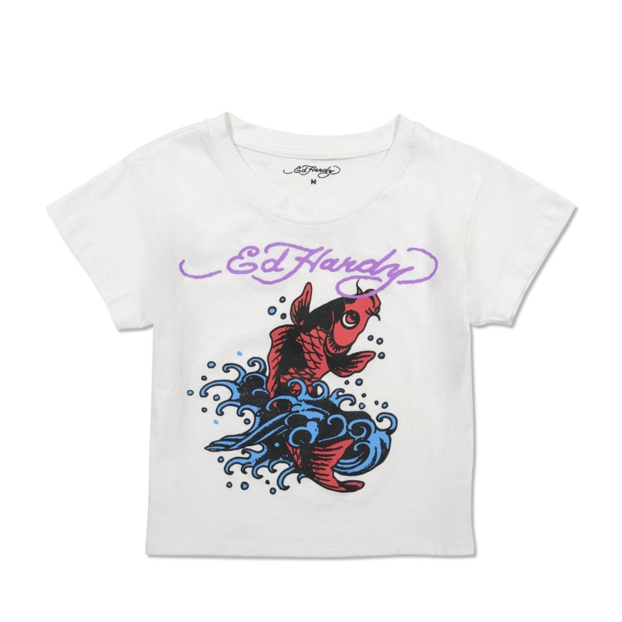 Baby Ed Hardy | Womens Koi Fish Cropped Tee White