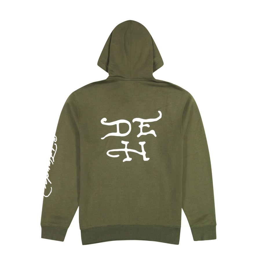 Men Ed Hardy | Dragon Wings Pullover Hoodie Olive