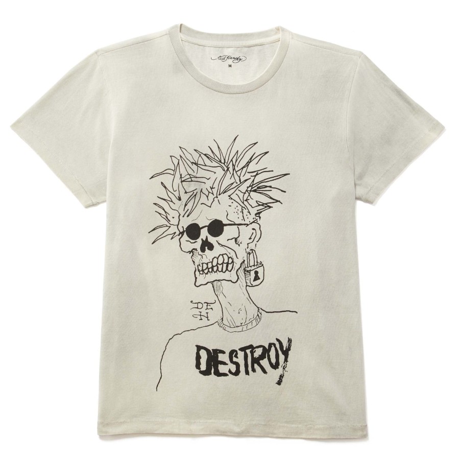 Men Ed Hardy | Punk Skull Tee Cloud Dancer W/Spray