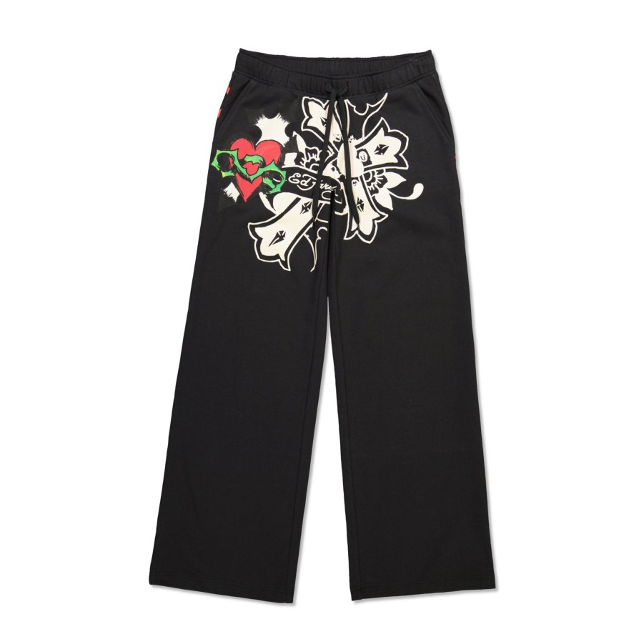 Women Ed Hardy | Sacred Heart Fleece Sweatpant Black