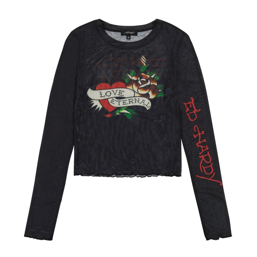 Women Ed Hardy | Mesh Love Eternal Long Sleeve Black