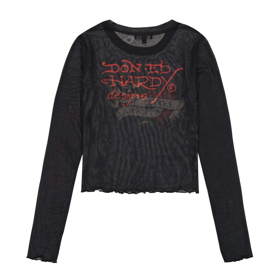 Women Ed Hardy | Mesh Love Eternal Long Sleeve Black