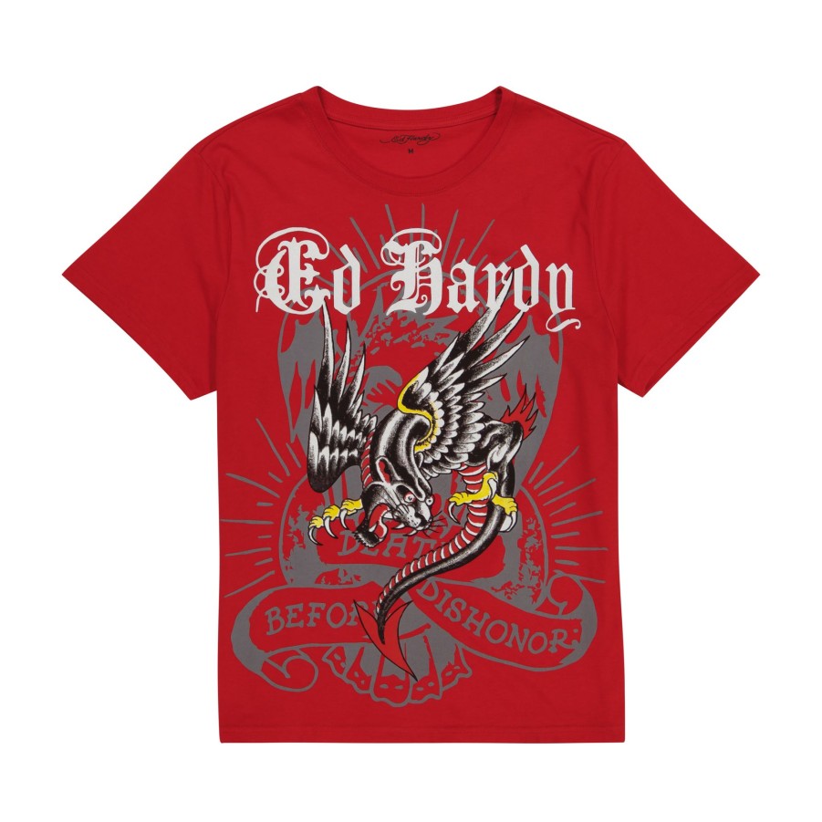 Men Ed Hardy | Panther Dragon Tee Cherry