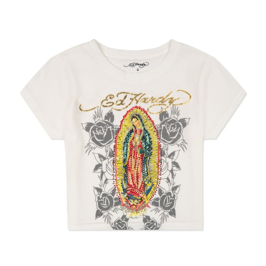 Baby Ed Hardy | Rhinestone Mary Baby Tee White