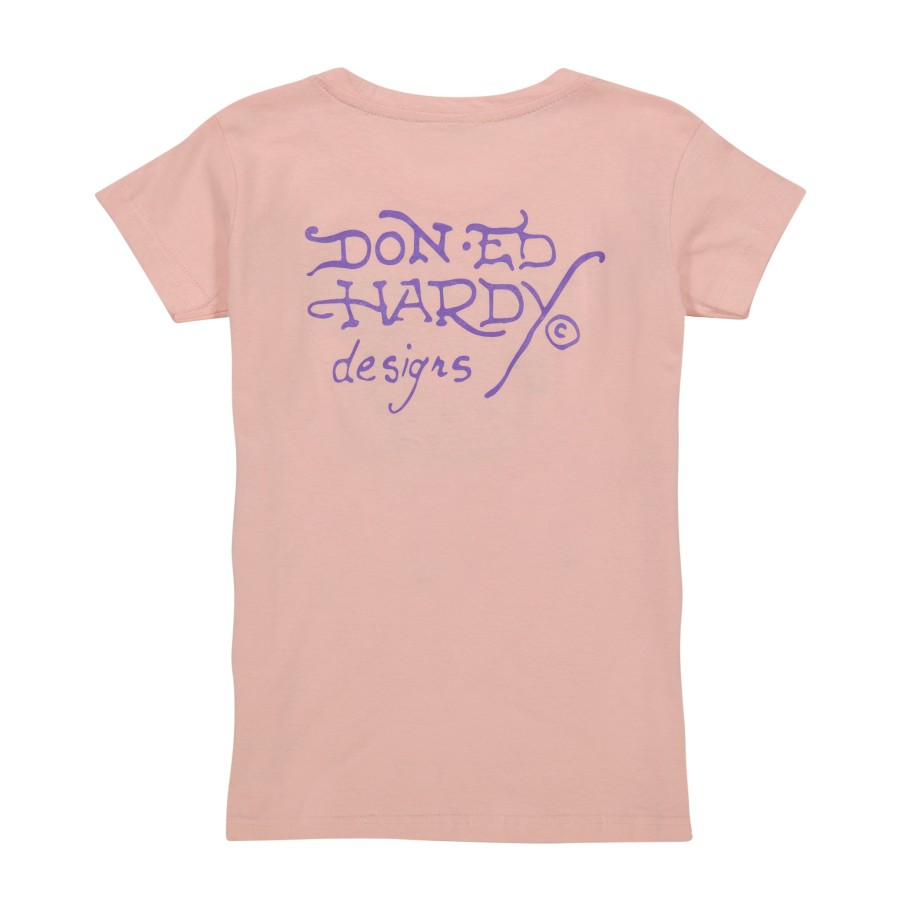 Women Ed Hardy | Diamond Flower Fitted Tee Pink