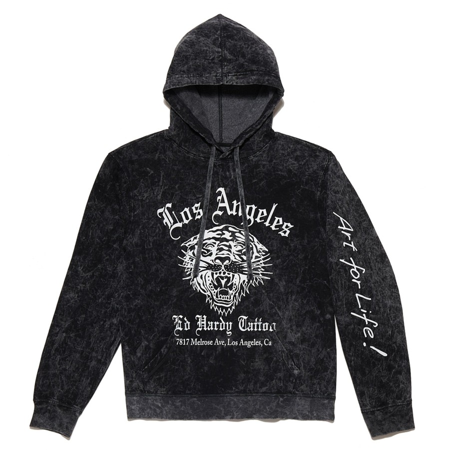 Men Ed Hardy | La Tiger Hoodie Black Acid