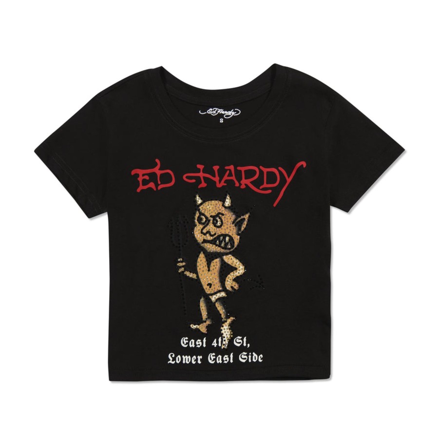 Baby Ed Hardy | Rhinestone Baby Devil Baby Tee Black