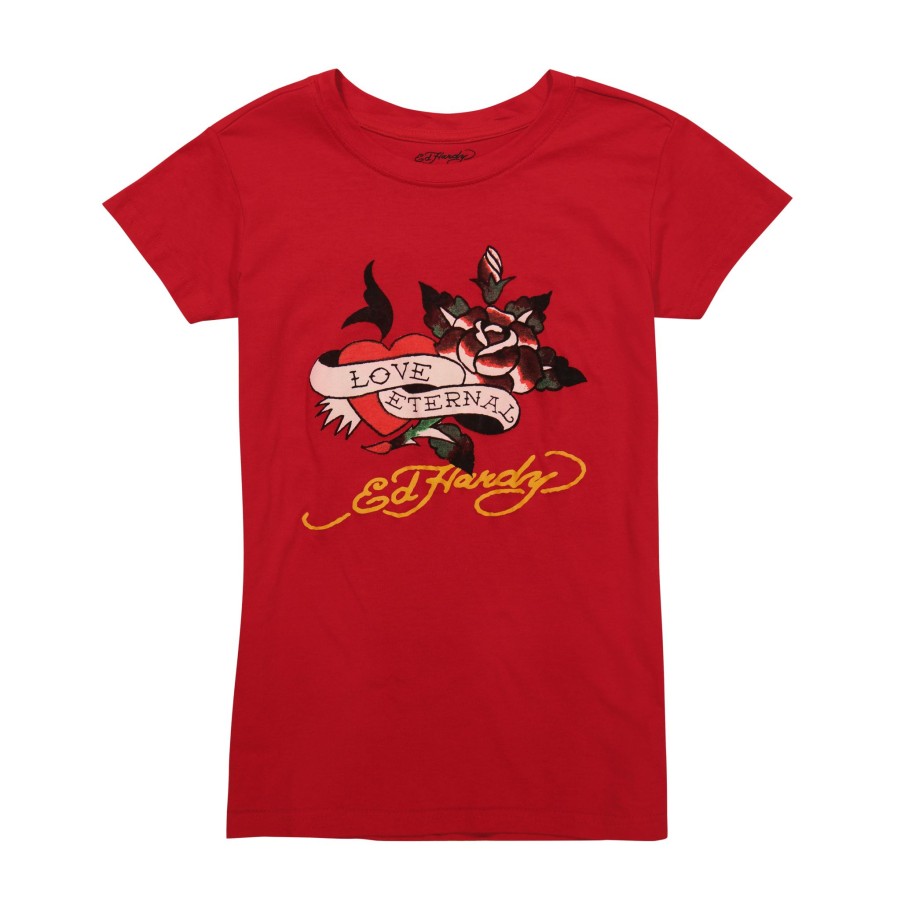 Women Ed Hardy | Love Eternal Fitted Tee Cherry