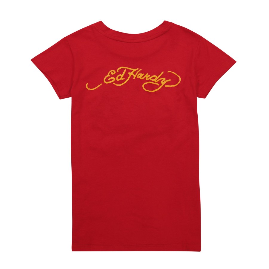 Women Ed Hardy | Love Eternal Fitted Tee Cherry