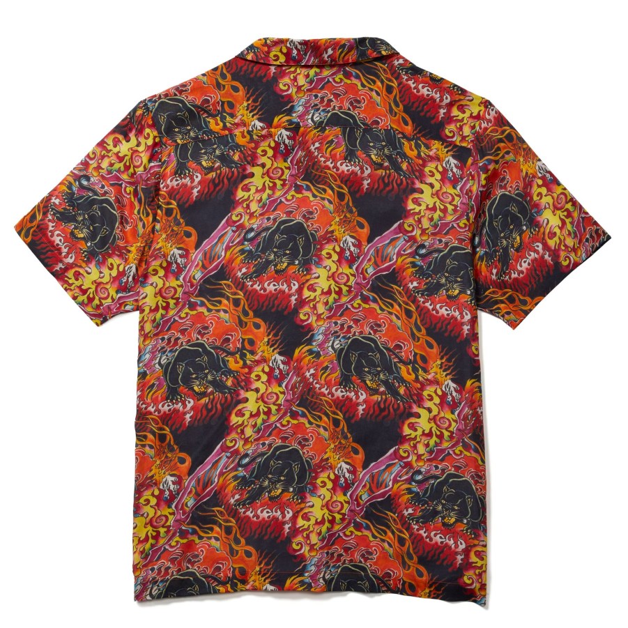 Men Ed Hardy | Printed Camp Ss Shirt Fire Panther