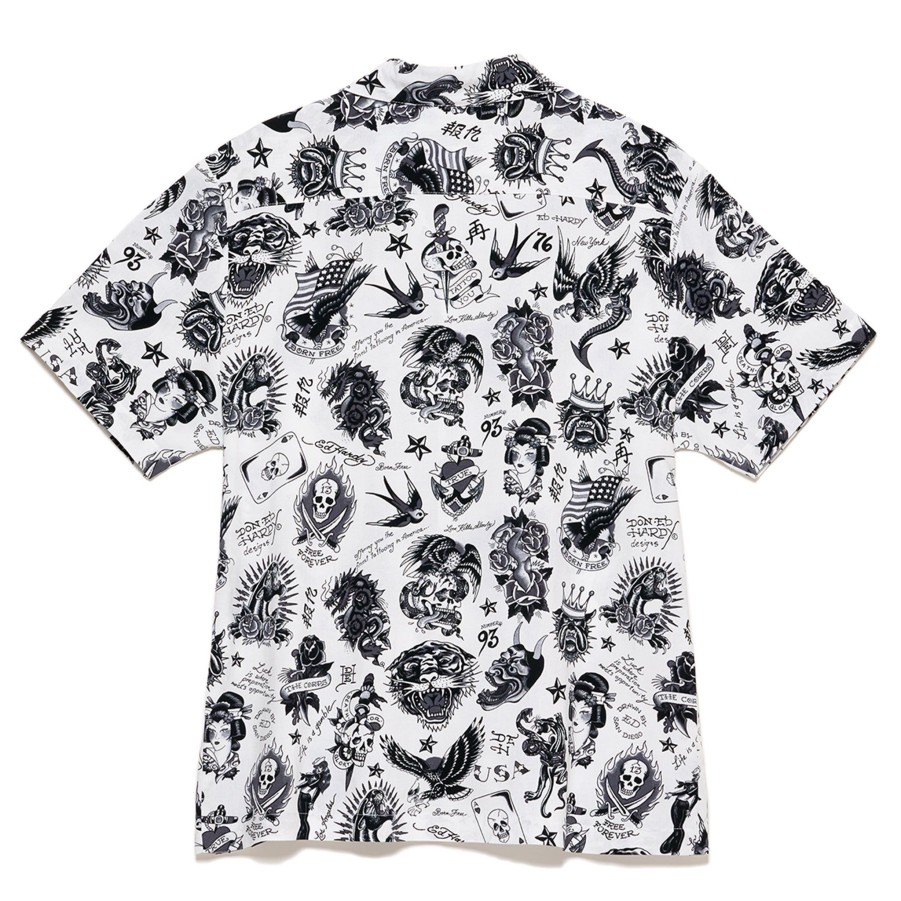 Men Ed Hardy | Flashboard Camp Shirt Off White