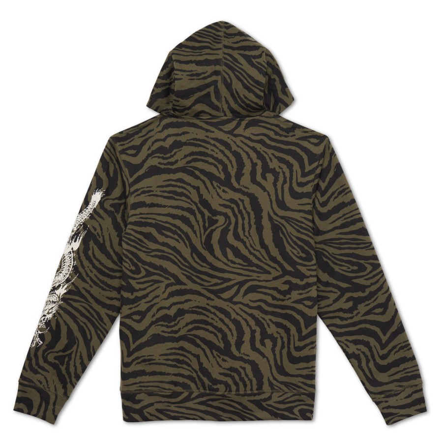 Men Ed Hardy | Dragon Zebra Camo Hoodie Camo Zebra