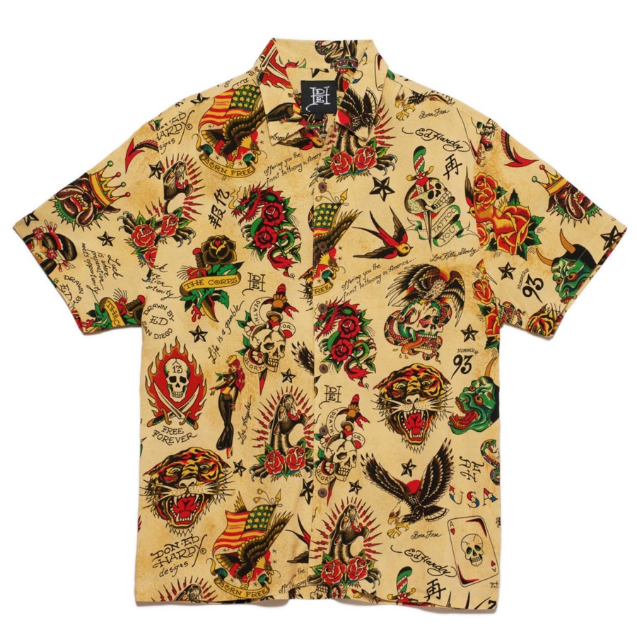 Men Ed Hardy | Flashboard Camp Shirt Flashboard Print