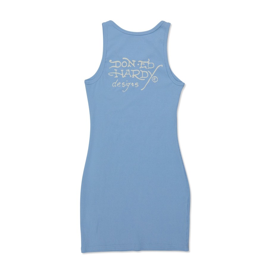 Women Ed Hardy | Dragons Rib Tank Dress Sky