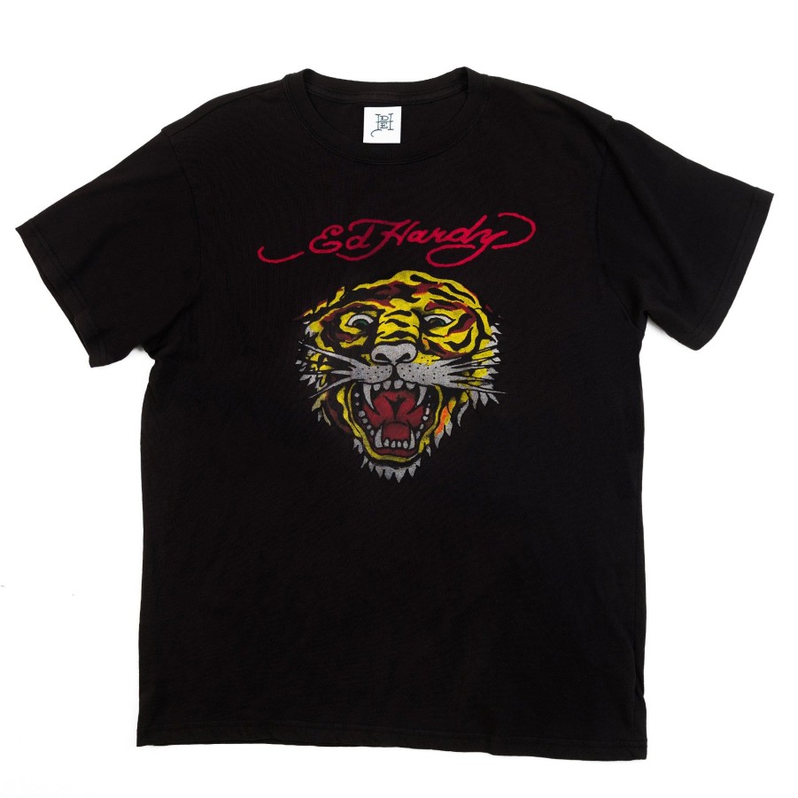 Men Ed Hardy | Tiger Head Tee Faded Black