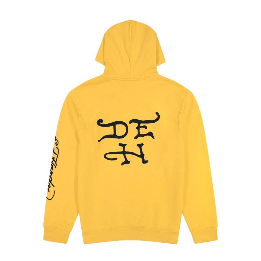 Men Ed Hardy | Fire Tiger Golden Pullover Hoodie Yellow