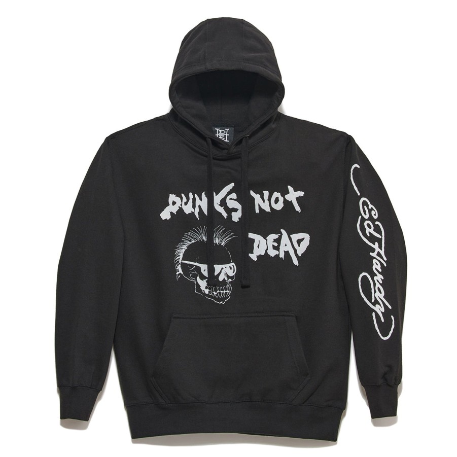 Men Ed Hardy | Punks Not Dead Hoodie Black