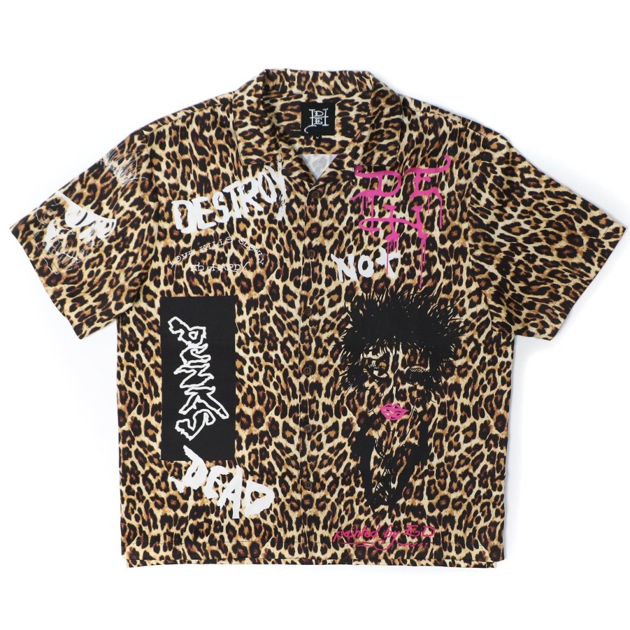 Men Ed Hardy | Punk Boxy Camp Shirt Leopard