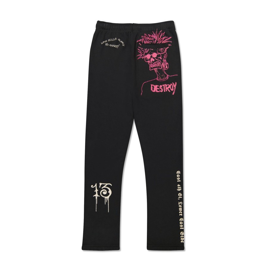 Men Ed Hardy | Destroy Skele Sweatpant Black