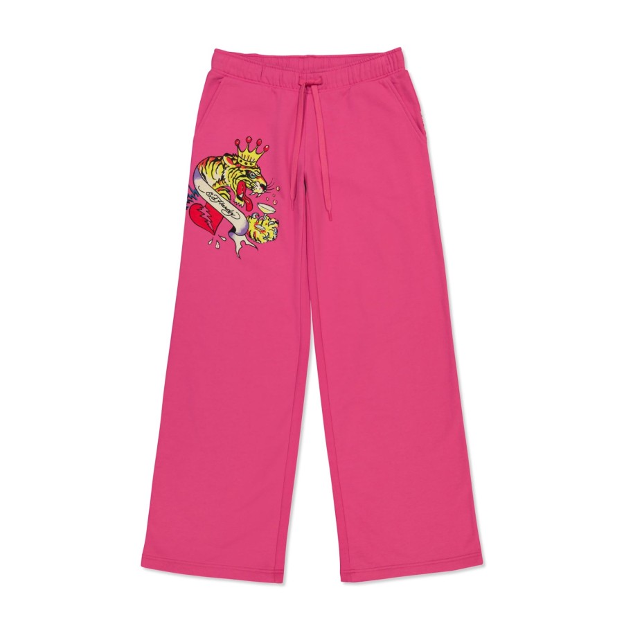 Women Ed Hardy | Tiger Crown Fleece Sweatpant Hot Pink