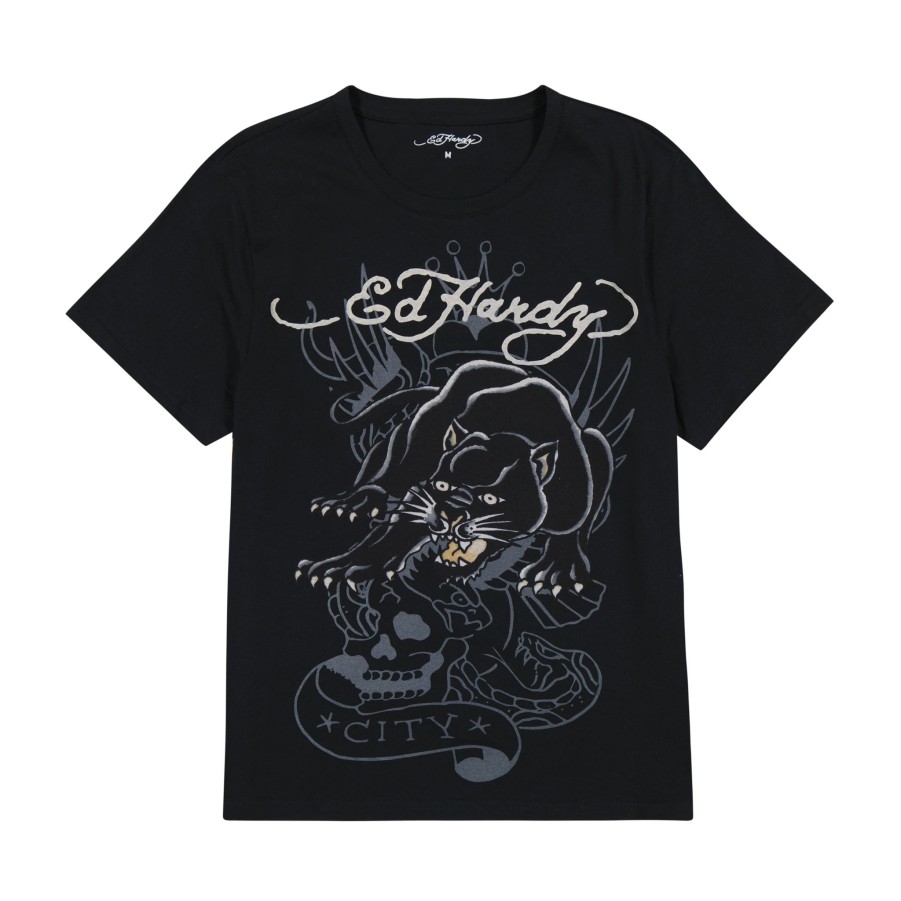 Men Ed Hardy | Crouching Panther Tee Black