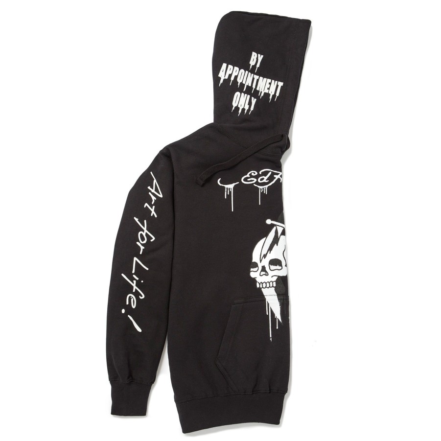 Men Ed Hardy | Dripping Skull Hoodie Black