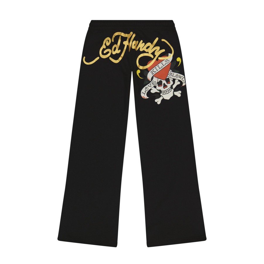 Women Ed Hardy | Lks Skull Flared Sweatpant Black