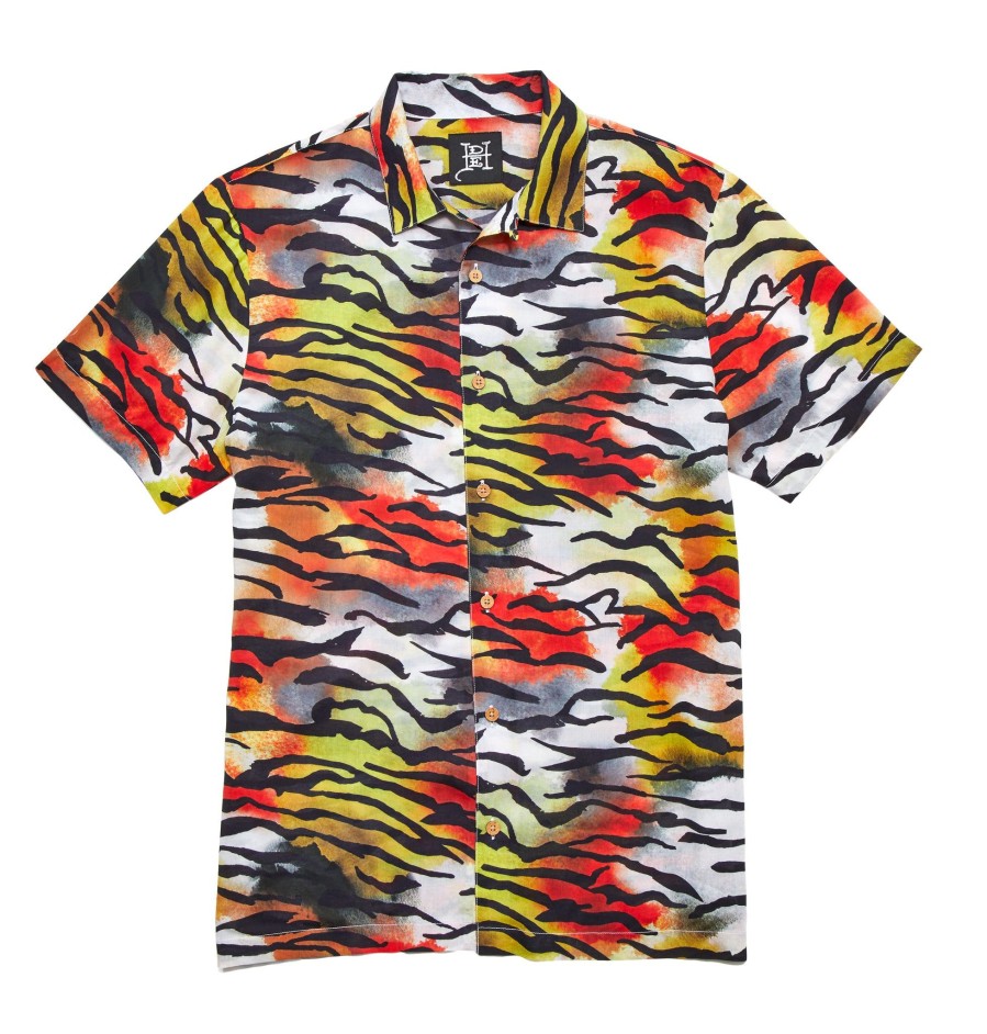 Men Ed Hardy | Printed Camp Ss Shirt Tiger Print