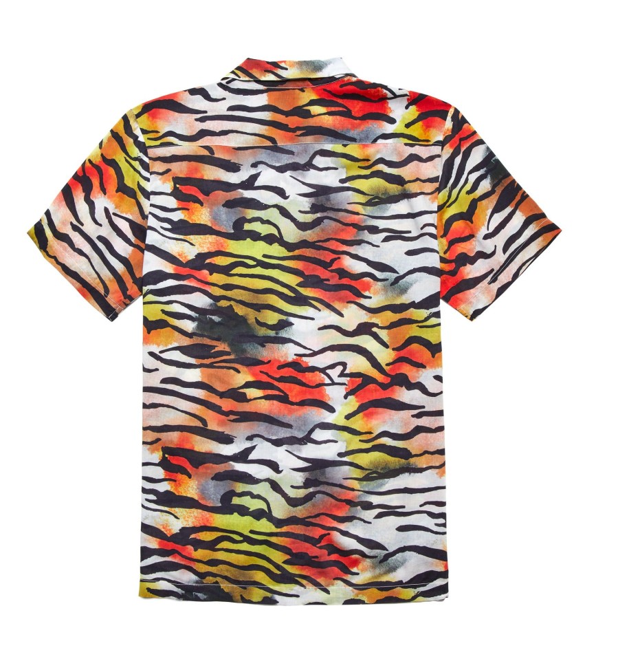 Men Ed Hardy | Printed Camp Ss Shirt Tiger Print