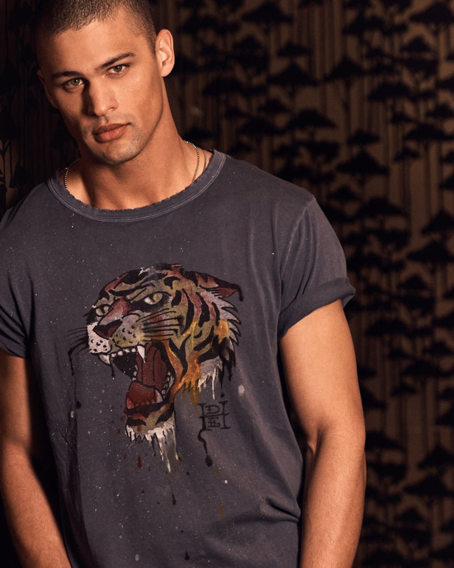 Men Ed Hardy | Tiger Head T-Shirt Blue